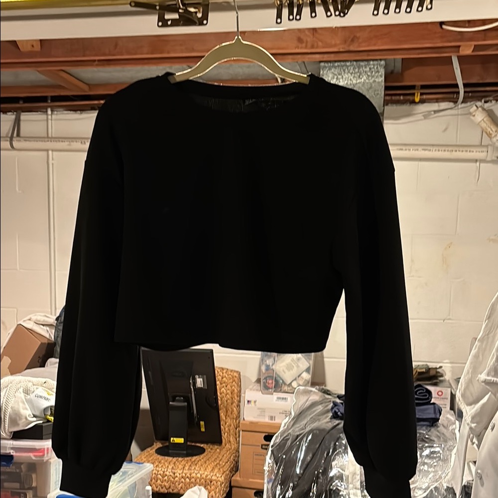 SHEIN Black Cropped Long Sleeve Hoodie